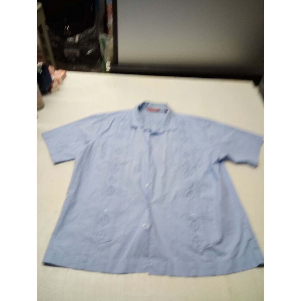 Chispa Mens Blue Casual Button Short Sleeve Shirt Front Pockets Size XXL